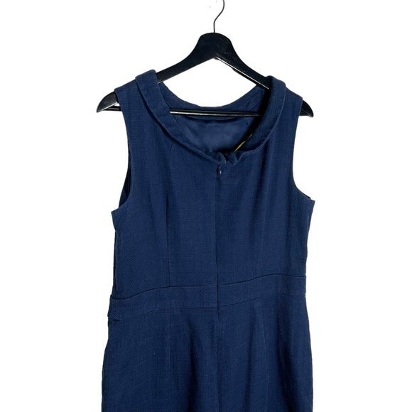 Boden Martha Navy Blue Woven Sleeveless Knee Length Sheath Dress 12 Tall - Picture 5 of 12